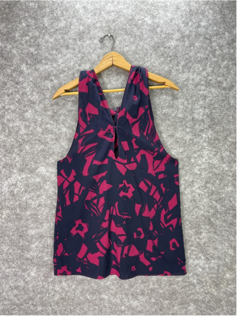 Banana Republic Blouse Womens XS Blue Pink Floral High Neck Tie Back Sleeveless